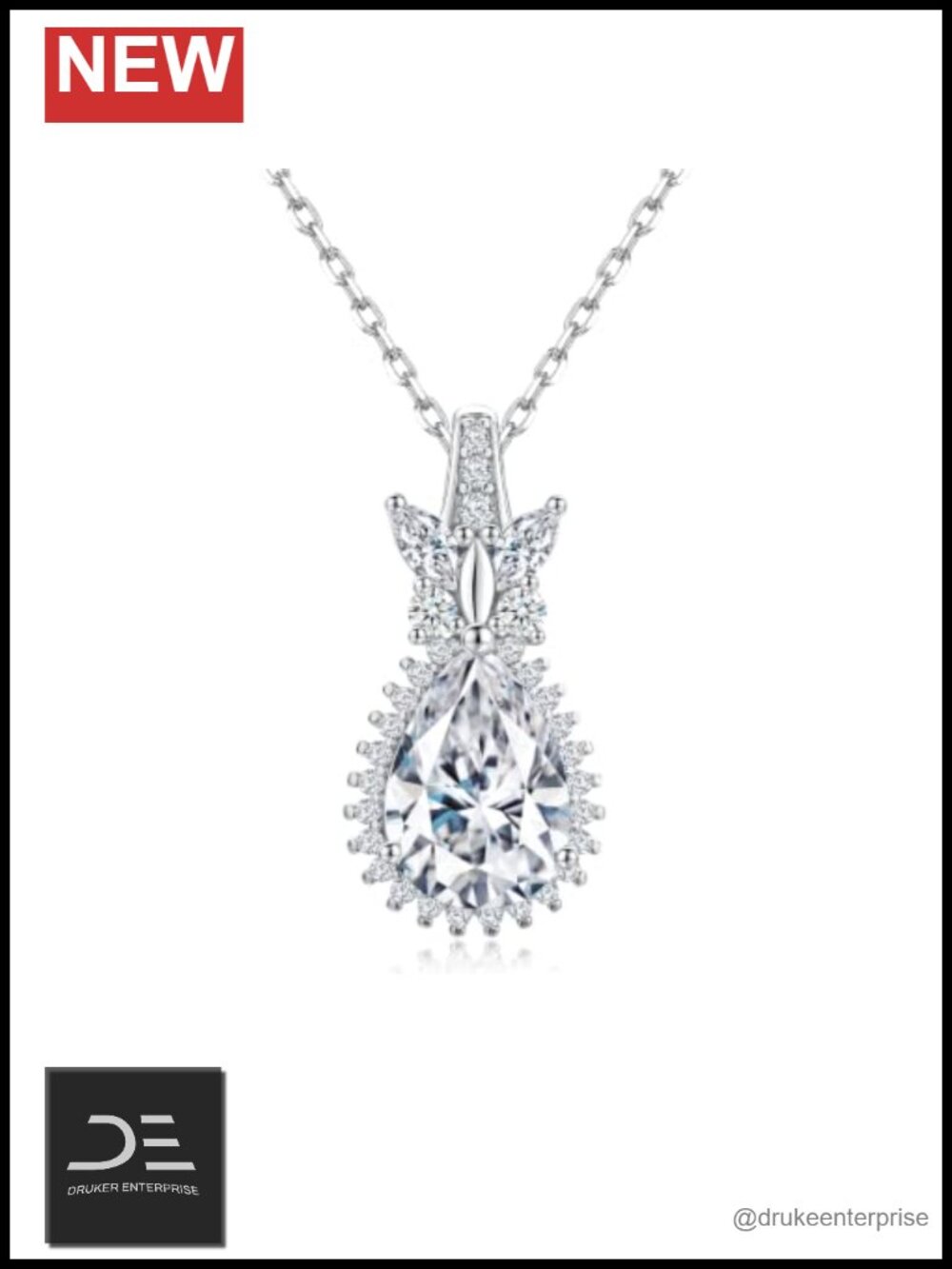 925 Sterling Silver Teardrop Birthstone Pendant Necklace for Women